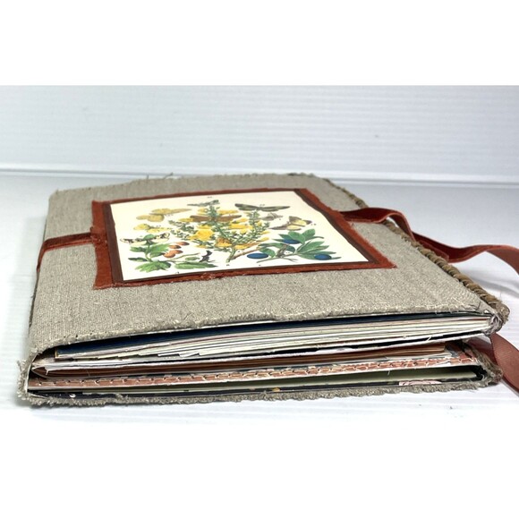 Junk Journal  Folio Waterfall Pages Altered Paper Sampler Booklet Fabric Cover - Picture 5 of 16